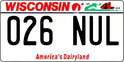 WI license plate 026NUL