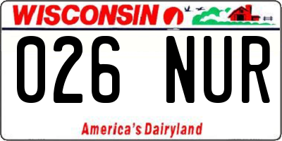 WI license plate 026NUR