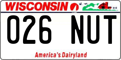 WI license plate 026NUT