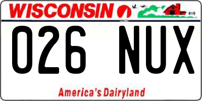 WI license plate 026NUX