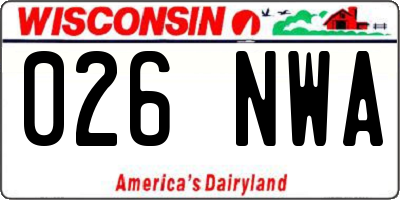 WI license plate 026NWA
