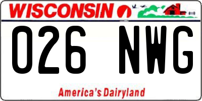 WI license plate 026NWG