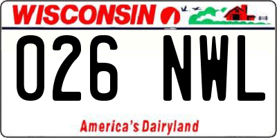 WI license plate 026NWL