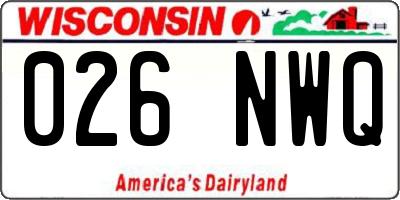 WI license plate 026NWQ
