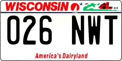 WI license plate 026NWT