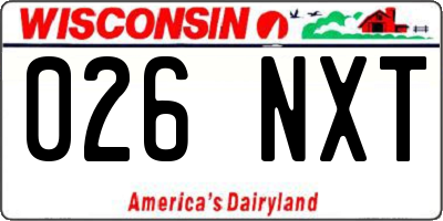 WI license plate 026NXT