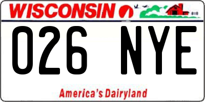 WI license plate 026NYE