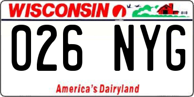 WI license plate 026NYG