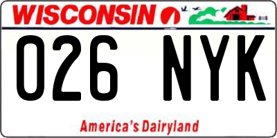 WI license plate 026NYK