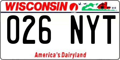 WI license plate 026NYT