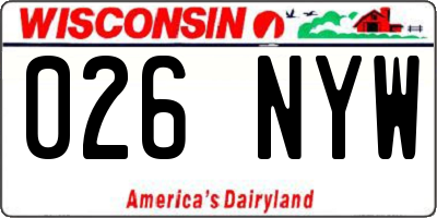 WI license plate 026NYW