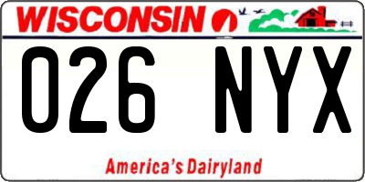WI license plate 026NYX