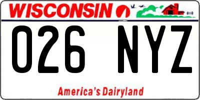 WI license plate 026NYZ