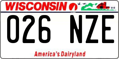 WI license plate 026NZE