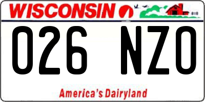 WI license plate 026NZO