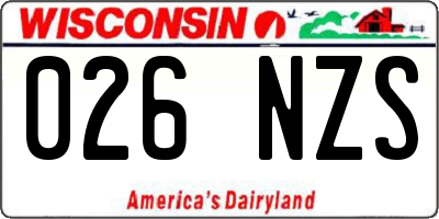WI license plate 026NZS