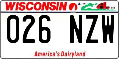 WI license plate 026NZW