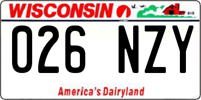 WI license plate 026NZY