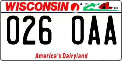 WI license plate 026OAA