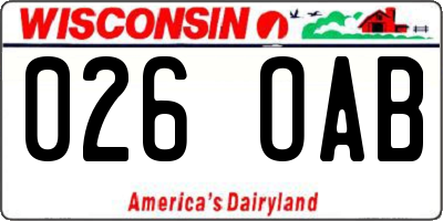 WI license plate 026OAB