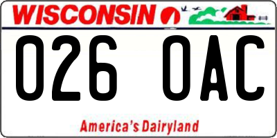 WI license plate 026OAC