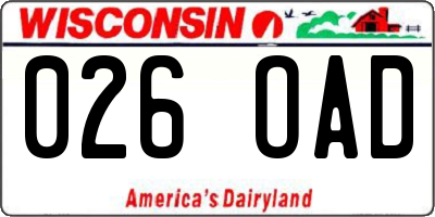 WI license plate 026OAD