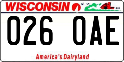 WI license plate 026OAE
