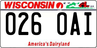 WI license plate 026OAI