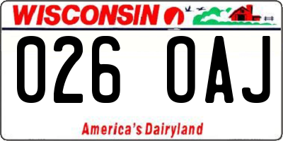 WI license plate 026OAJ