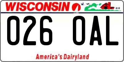 WI license plate 026OAL
