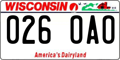 WI license plate 026OAO