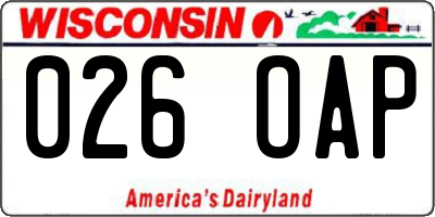 WI license plate 026OAP