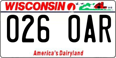 WI license plate 026OAR