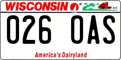 WI license plate 026OAS