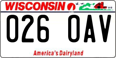 WI license plate 026OAV