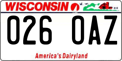 WI license plate 026OAZ