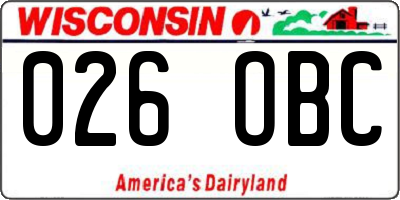 WI license plate 026OBC