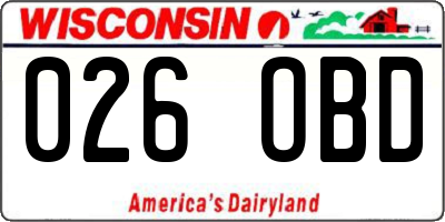 WI license plate 026OBD