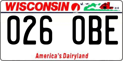 WI license plate 026OBE
