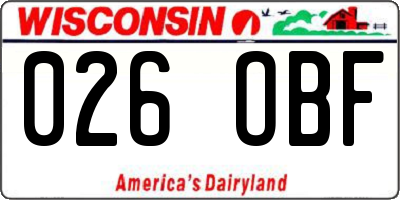 WI license plate 026OBF