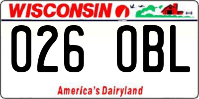 WI license plate 026OBL