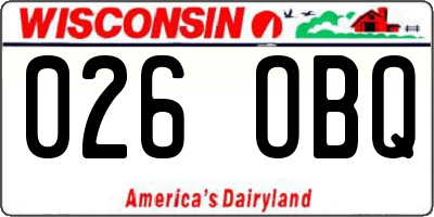 WI license plate 026OBQ