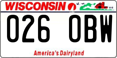 WI license plate 026OBW