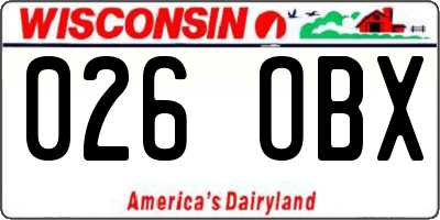 WI license plate 026OBX