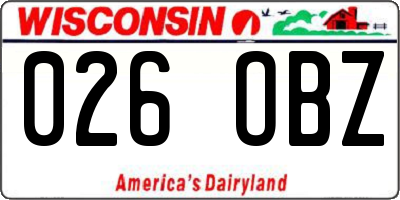 WI license plate 026OBZ