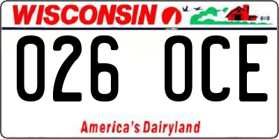 WI license plate 026OCE