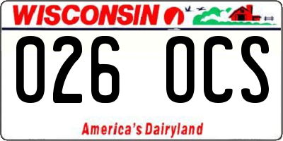 WI license plate 026OCS