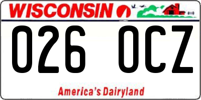 WI license plate 026OCZ