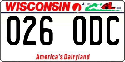 WI license plate 026ODC
