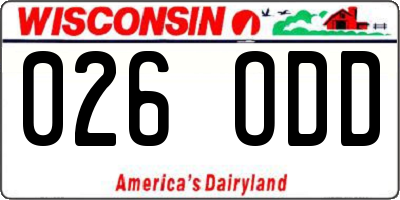 WI license plate 026ODD